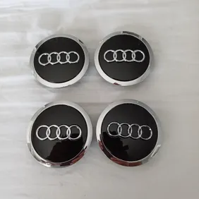 4 Centre Caps Alloy Wheels Audi Black 68mm Genuine Colour 