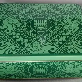 House of Commons biscuit Tin, empty. 2024