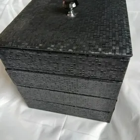 4 tier stacking jewellery trays with a mirrored lid. 
