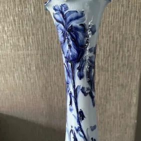 Rare piece of moorcroft McIntyre  tall with scalloped rim, fully signed small firing crack otherwise