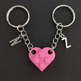 Connect Your Hearts - Colorful Brick Keychain