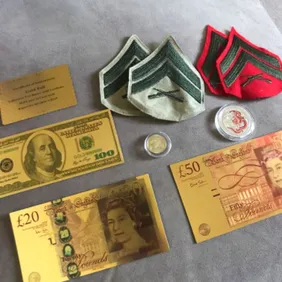 Treasure Trove of Gold Foil Notes & Military Collectibles