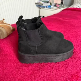 Like-New Black Wedge Boots - Size 7, Worn Once, Perfect ConditionStep into style with these barely w