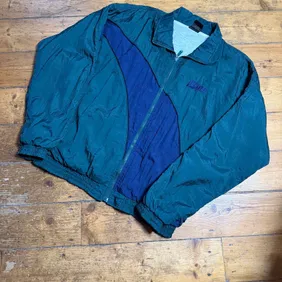 Men’s Vintage 90s PUMA King Shell Jacket Medium  Green Navy Blue Fit Windbreaker