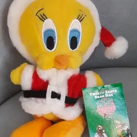 Tweety Santa (Christmas), Plush/Beanie, Tagged, Warner Bros. 1998