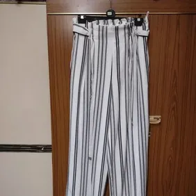 striped paperbag trousers size 12 Black and white striped wide leg paper bag trousers size 12 haven'