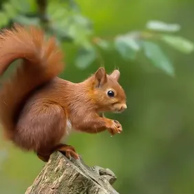 Red Squirrel on a Stump - Photographic Print Greetings Card