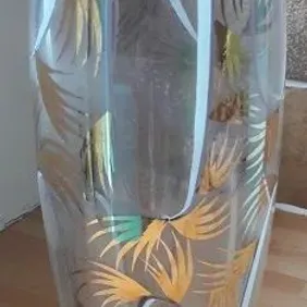 Gold-ringed Floral Glass Vase, Retro, Vintage, Mid Century