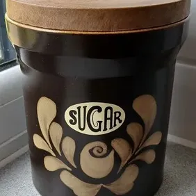 Denby 'Bakewell' Sugar lidded Pot, retro, vintage, shabby chic