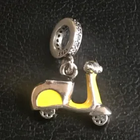 Genuine 925 Silver Yellow Scooter  Charm Pet comes in a cute velvet pouch Fits Pandora Bracelet