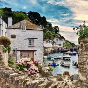 Polperro Harbour Cornwall - Photographic Print Greetings Card