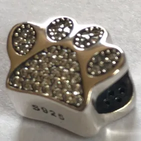 Genuine 925 silver Pet Paw Dog Cat charm comes in a cute velvet pouch for Pandora bracelet 