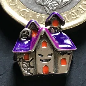 Genuine 925 silver haunted house charm comes in a cute velvet pouch for Pandora bracelet Halloween 