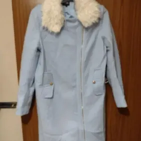 vintage light blue missguided coat size 8 light blue missguided coat size 8 zip up blue coat with fl