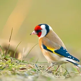 Goldfinch Looking for Food- Photographic Print Greetings Card 