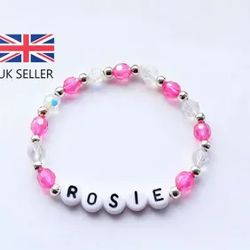 PERSONALISED PINK FACETED BRACELET - FREE DELIVERY