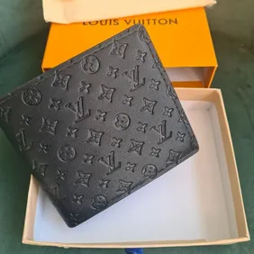 Men's black LV leather wallet new in box