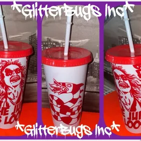 Red & White Beetlejuice Cold Cup with Free UK Shipping + Mystery Gift