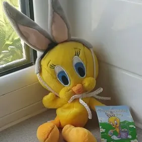 Tweety Rabbit, Plush/Beanie, Tagged, Warner Bros. 1999