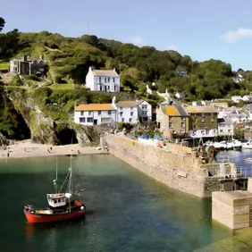 Polperro Harbour Cornwall - Photographic Print Greetings Card