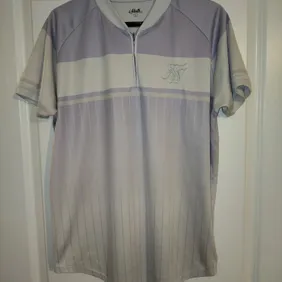 Sik Silk White & Purple Quarter Zip T-Shirt - Stylish Casual WearElevate your casual wardrobe with t