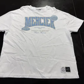 Mercier Men's White/Blue/Grey T-Shirt Size L