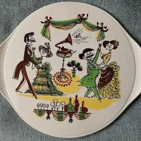 Dancers Sandwich Plate, Edelkeramik Grunstadt, Germany, retro, vintage