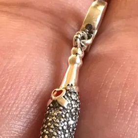 Genuine 925 Silver Champagne celebration Charm comes in a cute velvet pouch For Pandora Bracelet