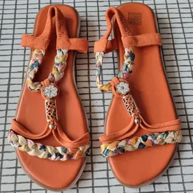 BNWOT orange strappy summer beach sandals