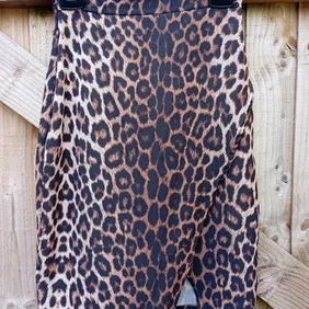 PrettyLittleThing leopard print fake wrapover skirt