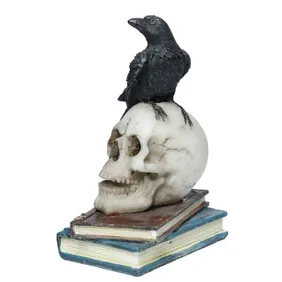 Crow on Skull & Books Figurine - Free UK Delivery, Gothic Decor