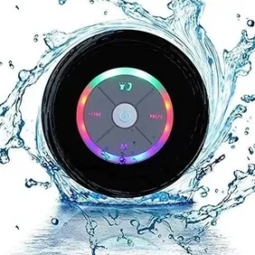 JUSTOP Rainbow LED Bluetooth Shower Speaker With FM Radio, IP67 Portable Fully Waterproof, Hands-Fre