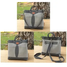 3-in-1 Grey Convertible Unisex Canvas Backpack/Tote/Shoulder Bag