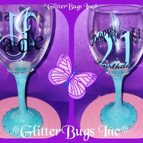 Personalized 21st Birthday Jade Wine Glass