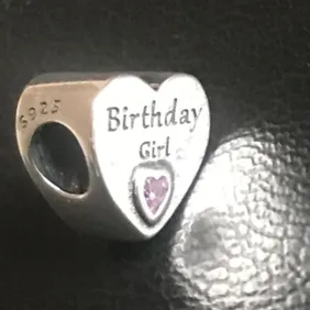 Genuine 925 Silver Birthday Girl Charm Pet comes in a cute velvet pouch Fits Pandora Bracelet