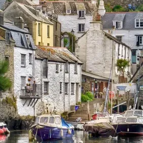 Polperro Harbour Cornwall - Photographic Print Greetings Card