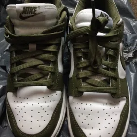 Nike Dunks Low - Medium Olive Khaki Green. 