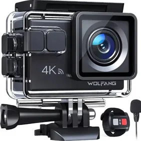 WOLFANG Action Camera 4K 20MP GA100, Waterproof 40M Underwater Camera for Snorkeling, EIS Stabilizat