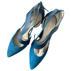 Blue leather look and suede look Reiss heel (New)