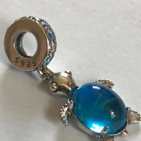 Genuine 925 silver Blue Sea Turtle charm comes in a cute velvet pouch for Pandora bracelet 