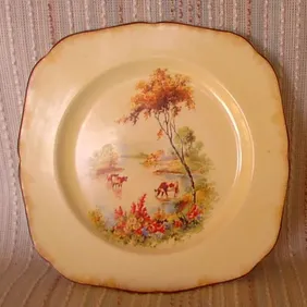 1930s 'COWS IN A STREAM' PLATE, Retro, vintage, shabby chic