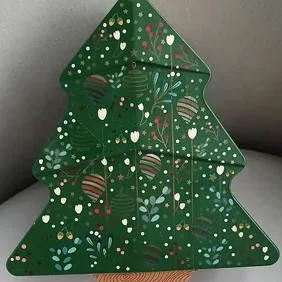 Sainsburys Christmas Tree Biscuit Tin, Empty