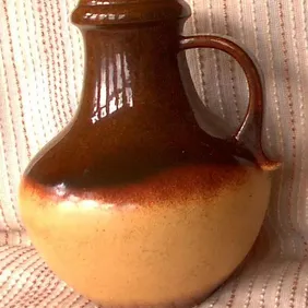 West German Floor Vase w/ Handle, 423-28, Retro, 1970s, vintage