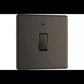 300 BG NEXUS FLATPLATE SCREWLESS LIGHT SWITCH & SOCKETS POLISHED/BLACK NICKEL